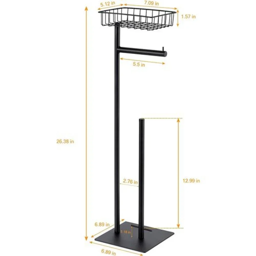Toilet Paper Holder Stand Toilet Paper Roll Dispenser Black (Metal)